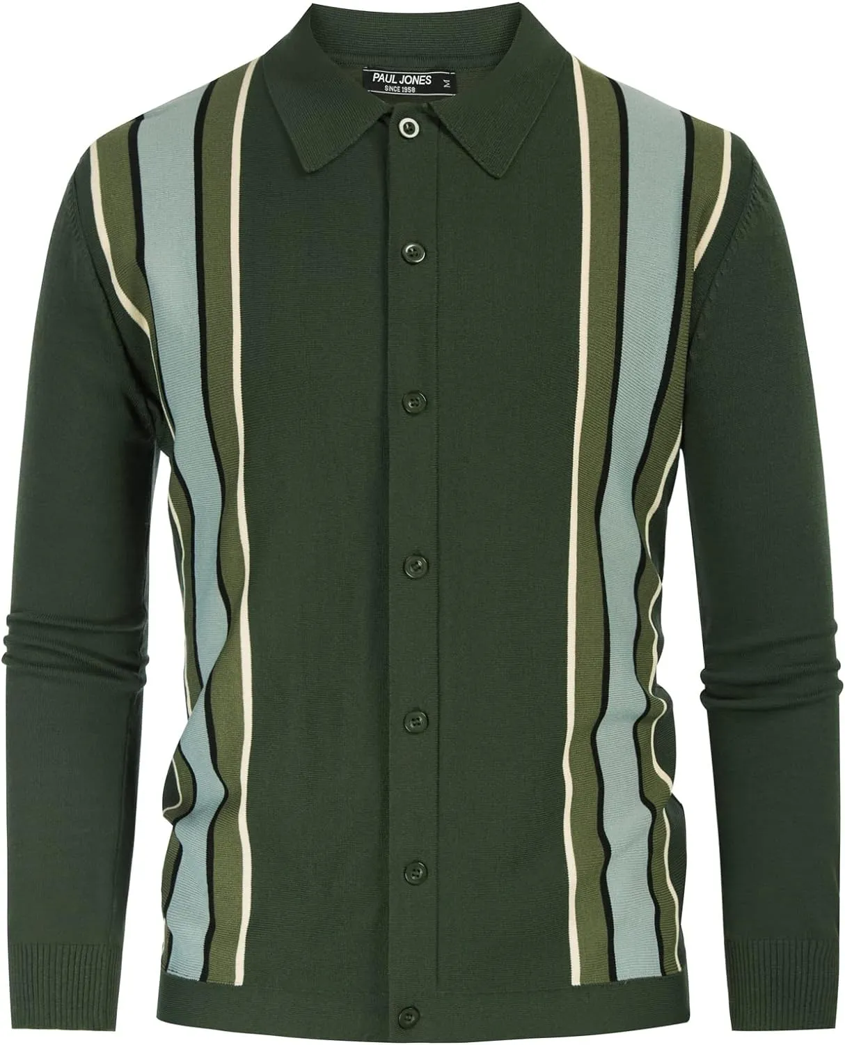 Men's Vintage Style Retro Dark Green Long Sleeve Cardigan Sweater