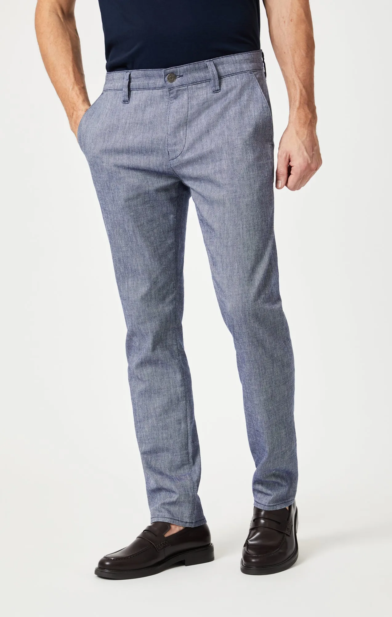 MILTON SLIM STRAIGHT CHINO IN INDIGO LINEN