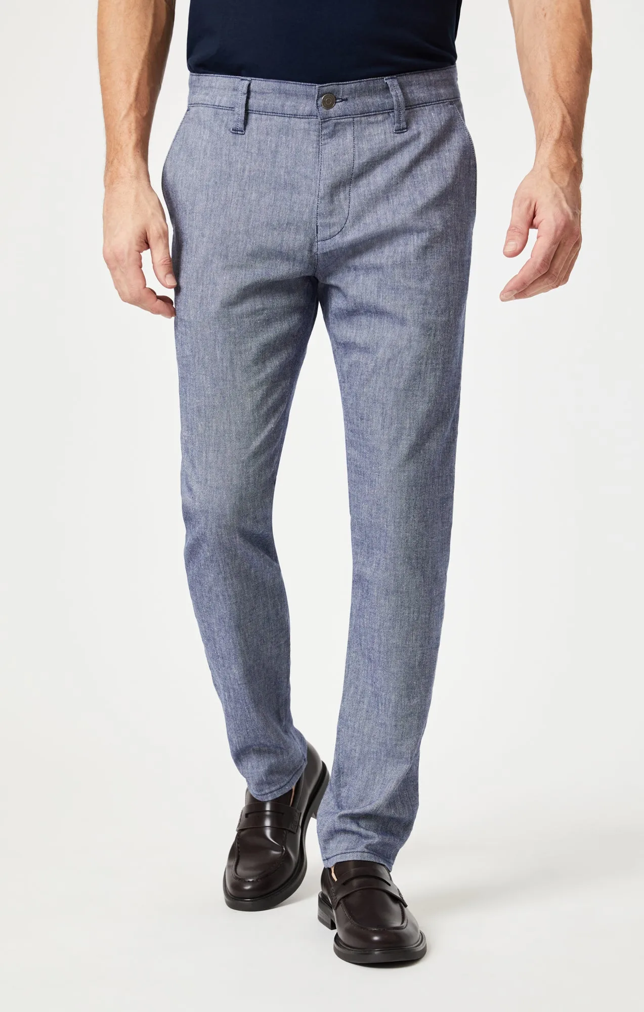 MILTON SLIM STRAIGHT CHINO IN INDIGO LINEN