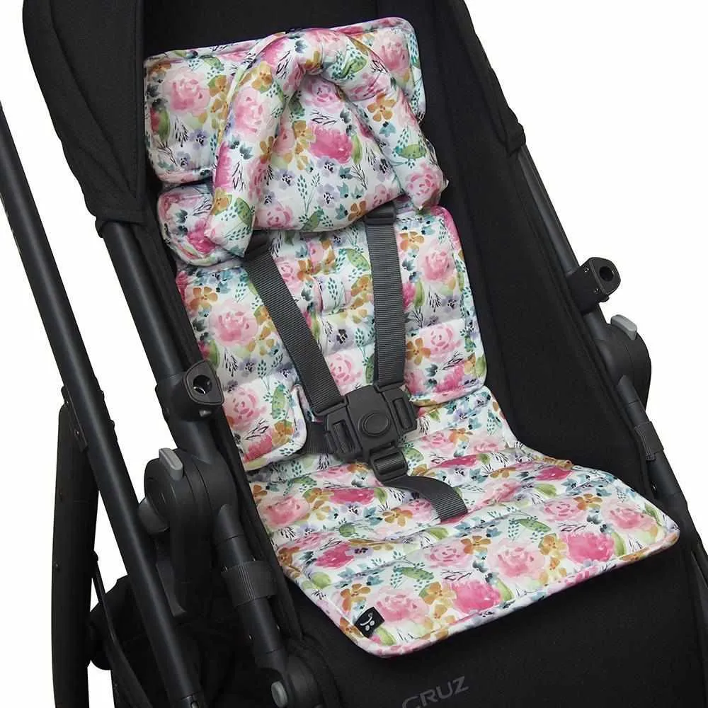 Mini Pram Liner with adjustable head support - Floral Delight