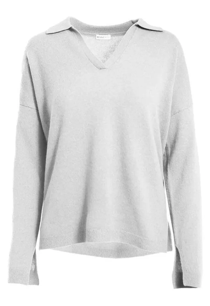 Minnie Rose Cashmere Long and Lean Polo Sweater