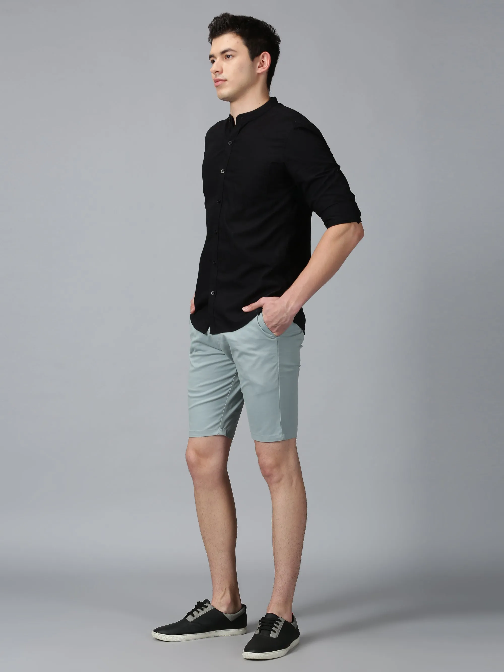 Mint Blue stretch men chino shorts