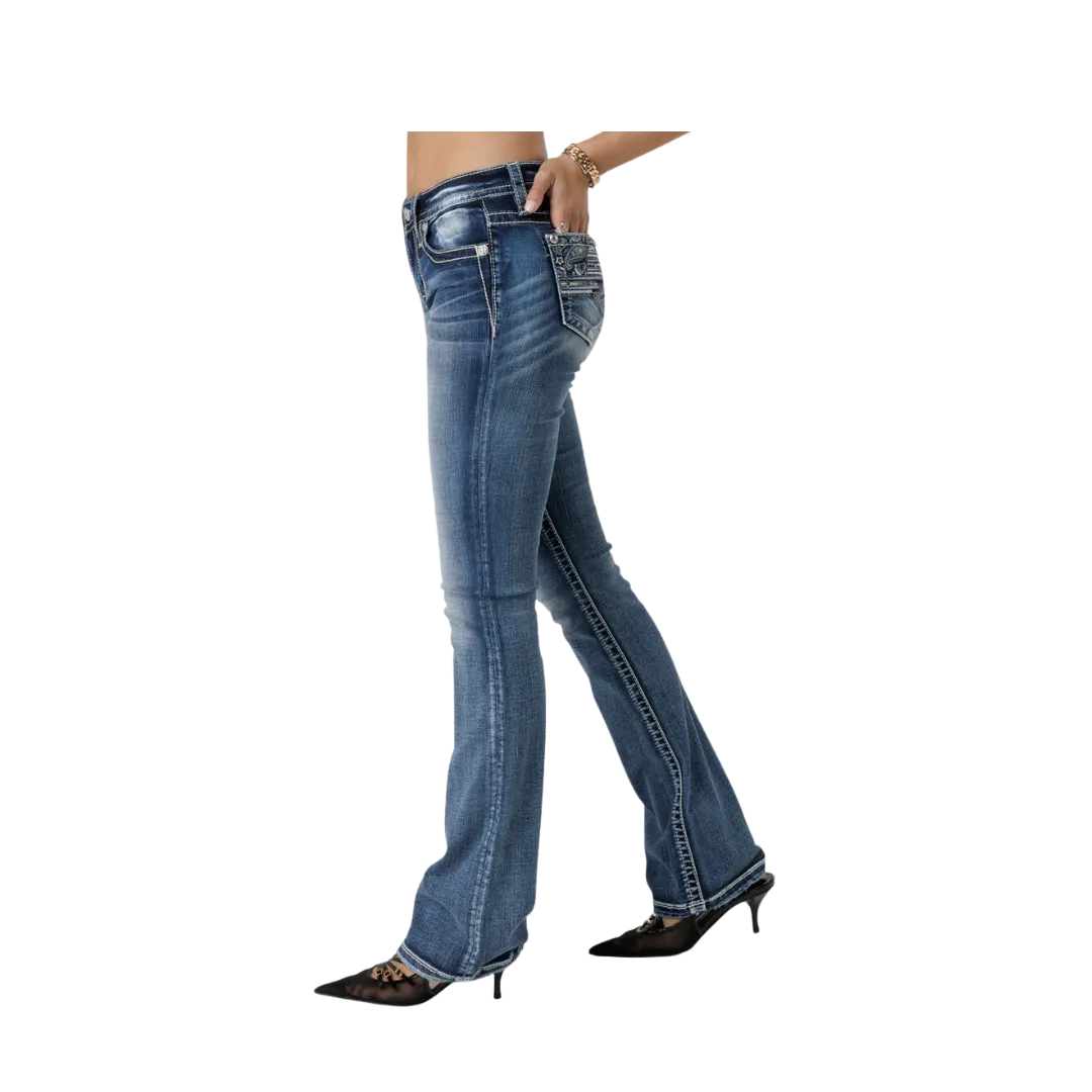 Miss Me Women's Americana Paisley Bootcut Dark Wash Jeans