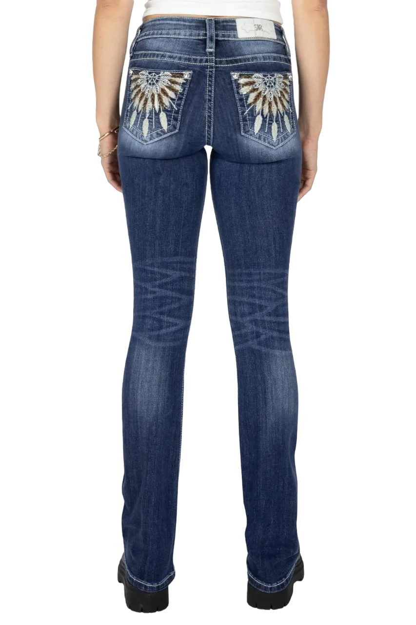 Miss Me Women's Feather Dreamcatcher Bootcut Jeans