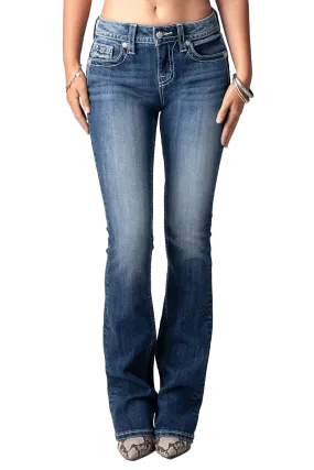 Miss Me Women's Mid-Rise Boot Stretch Jeans