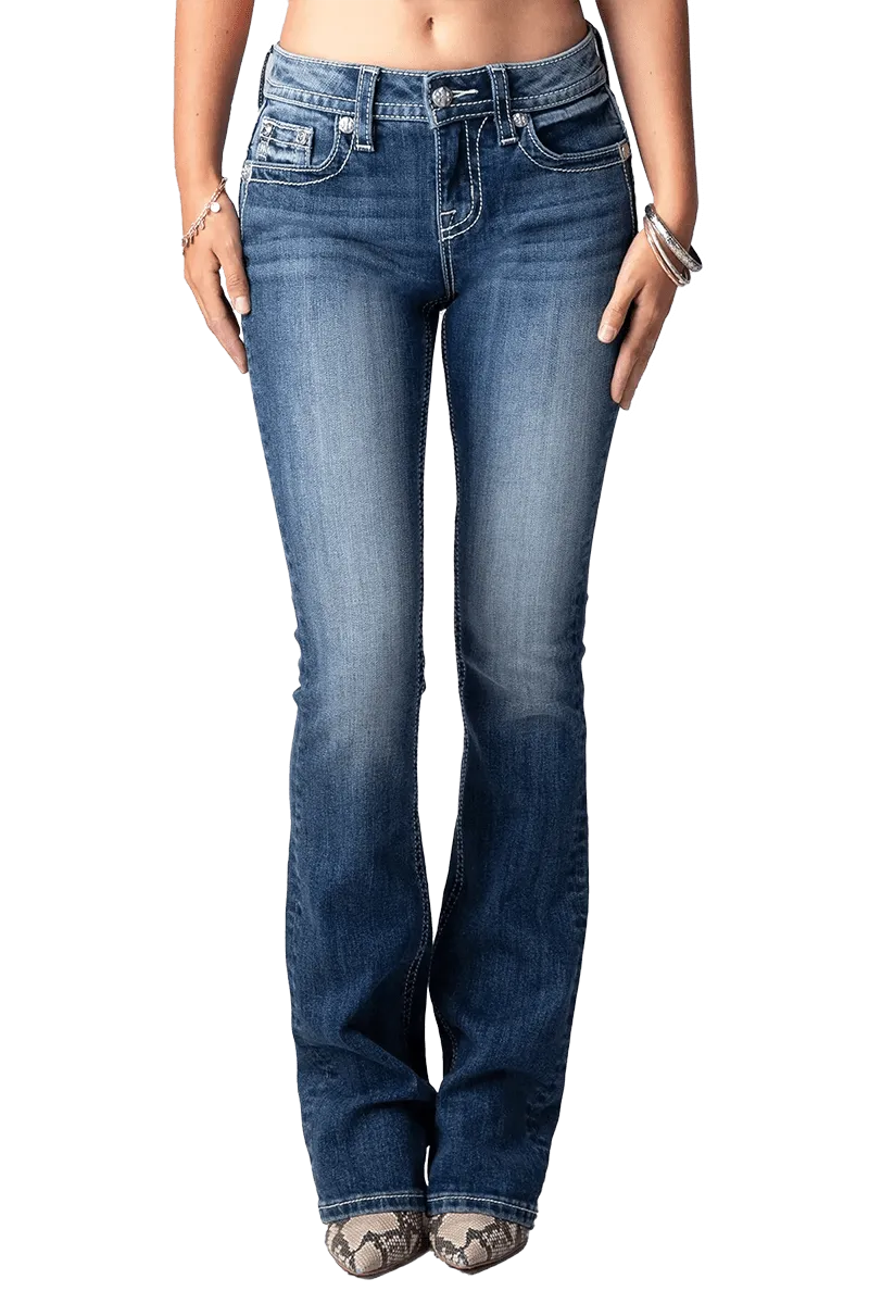 Miss Me Women's Mid-Rise Boot Stretch Jeans