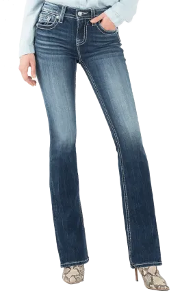 Miss Me Women's Mid-Rise Easy Boots Stretch Denim Jeans