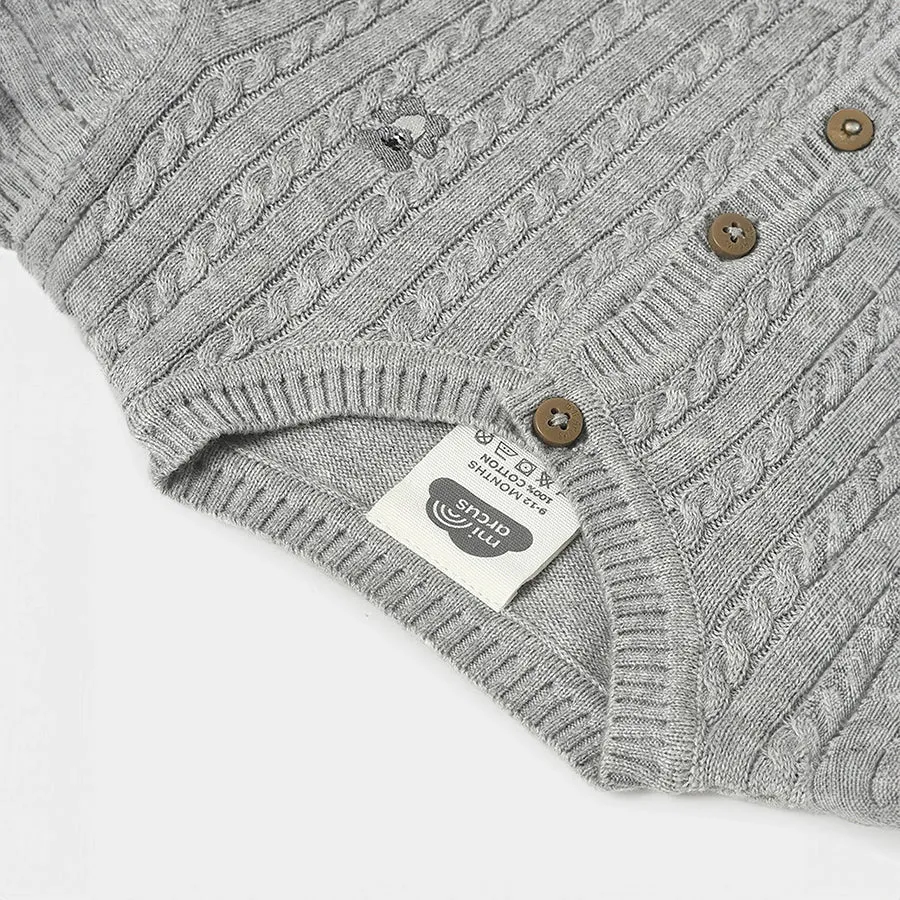 Misty Grey Knitted Cardigan with Pyjama Set