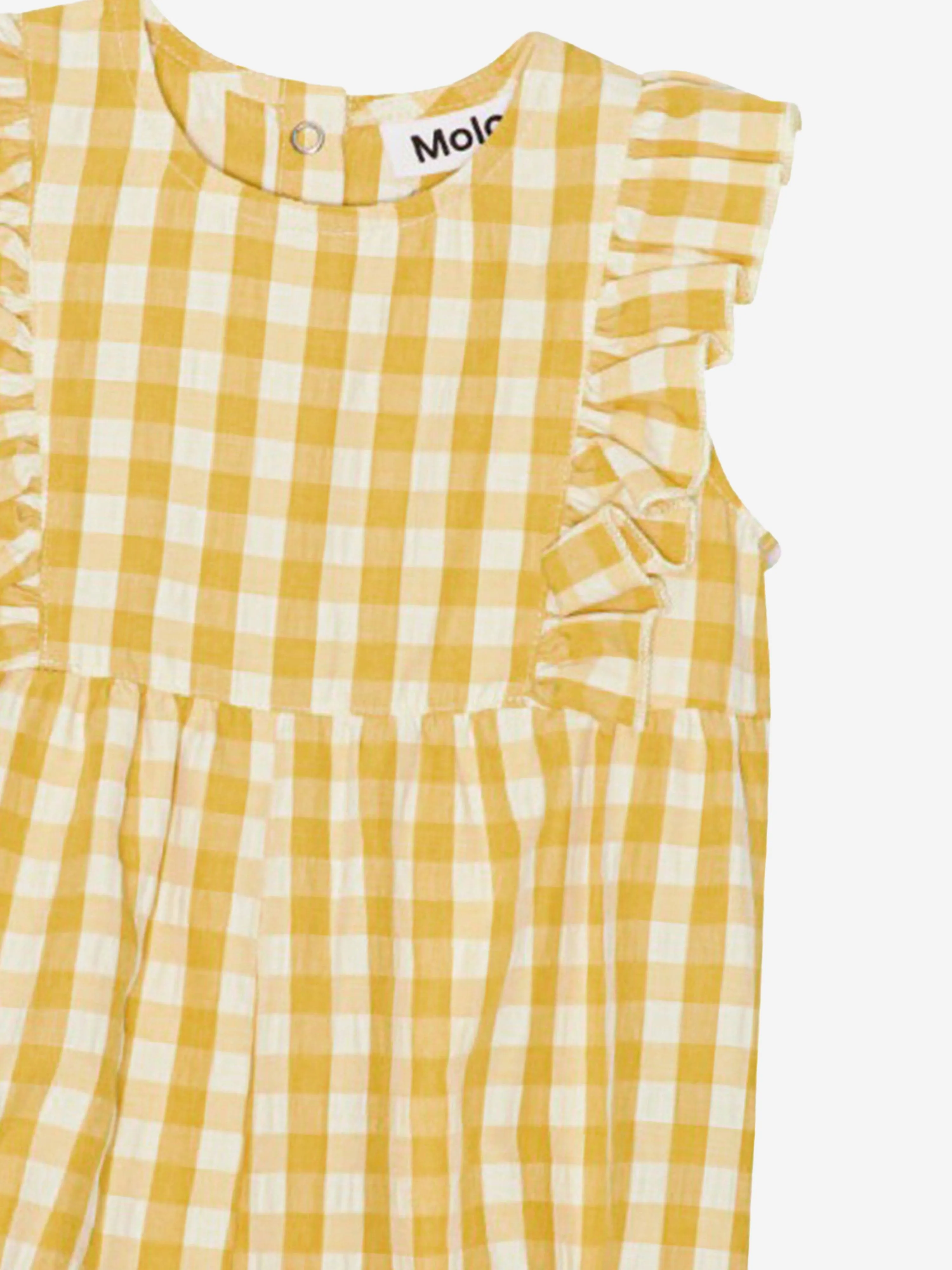 Molo Baby Girls Gingham Romper in Yellow