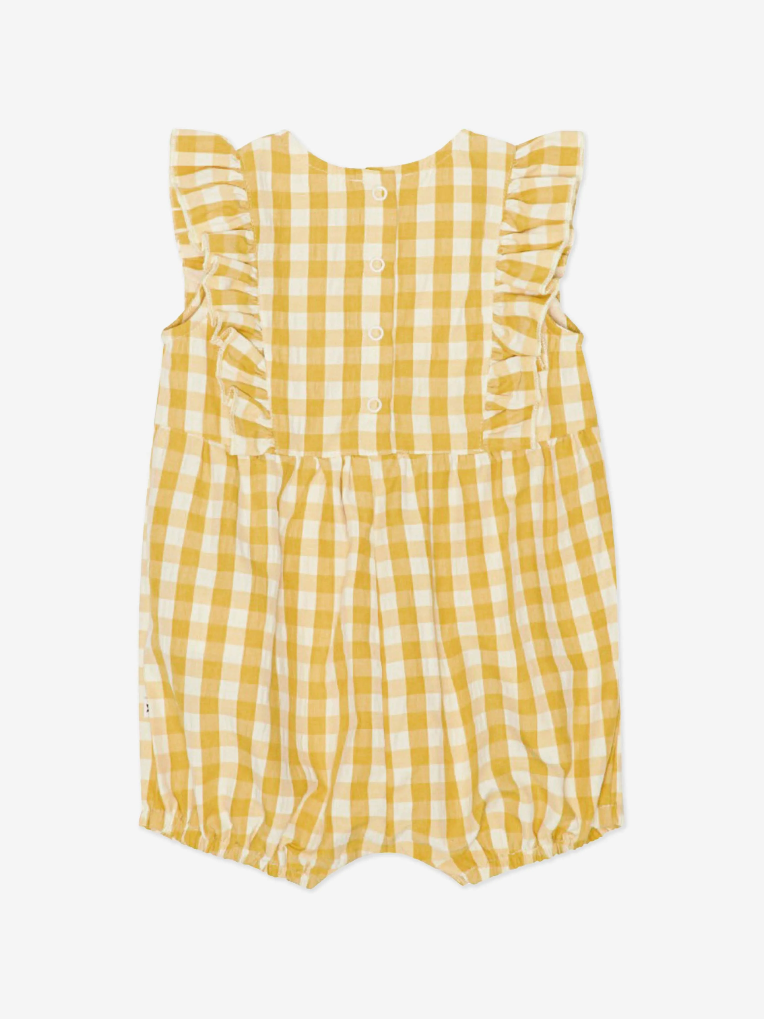 Molo Baby Girls Gingham Romper in Yellow