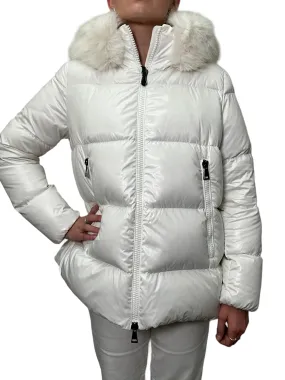 MONCLER Quilted Down Puffy Coat with Fur Trim Size L NEW