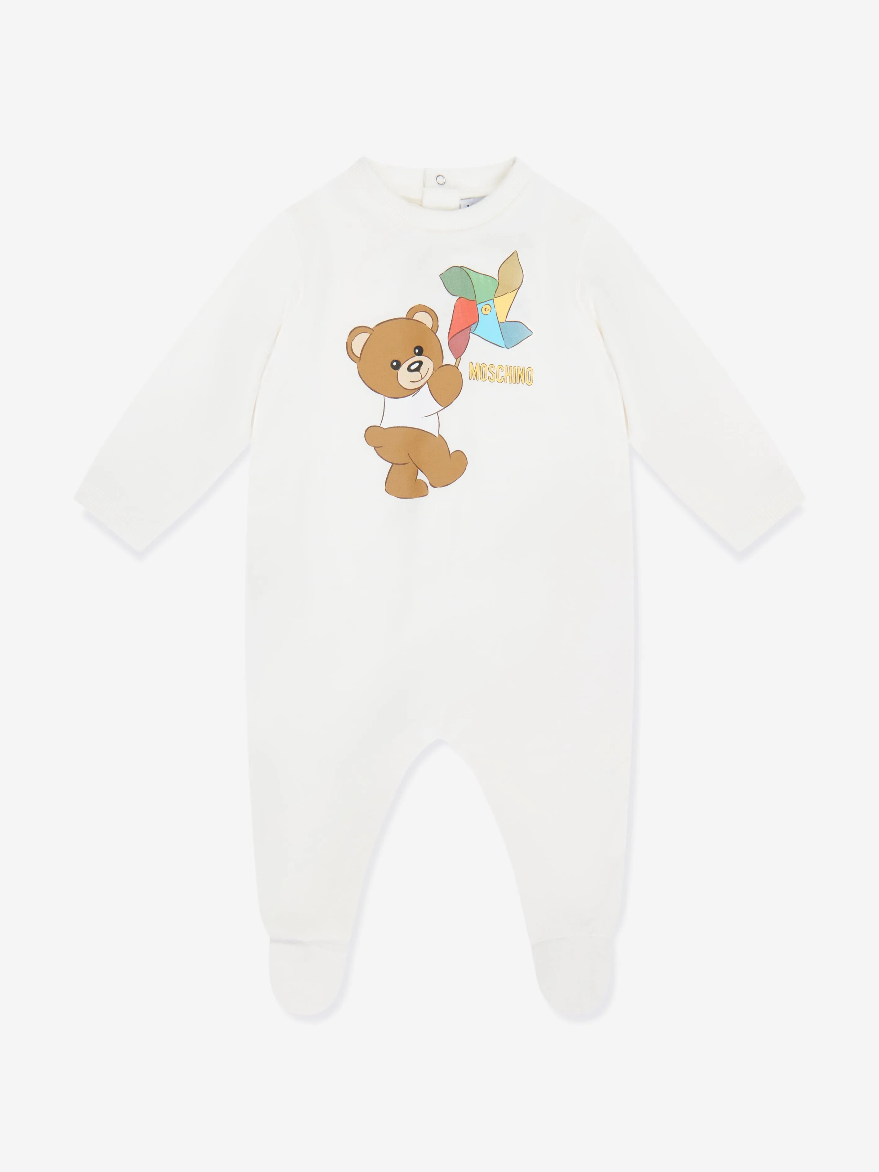 Moschino Baby Teddy Babygrow Gift Set in Ivory