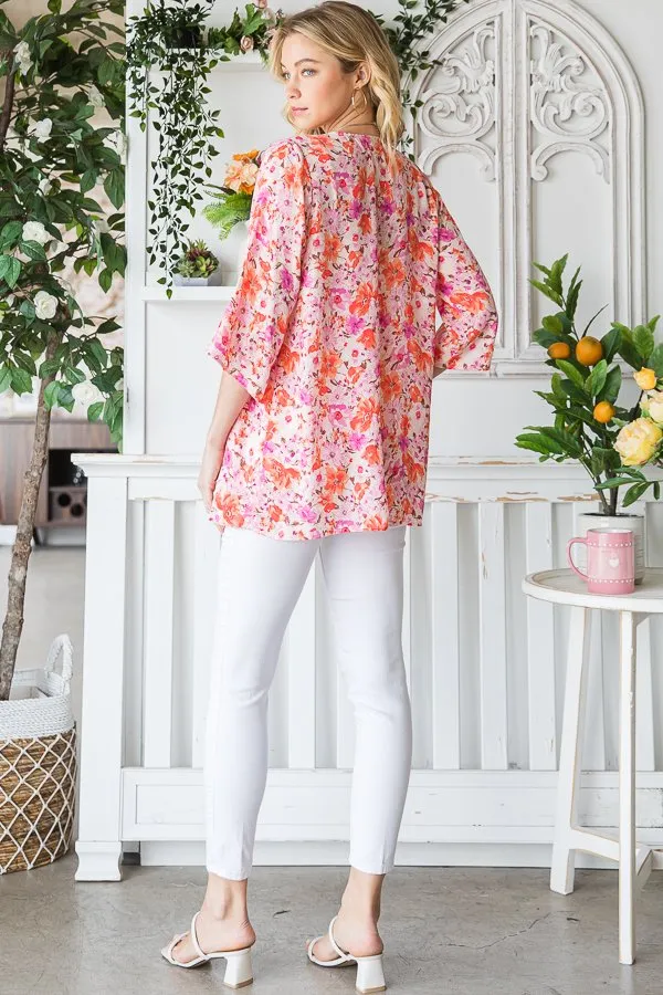 Multi Floral Pink Kimono - #4797-4802