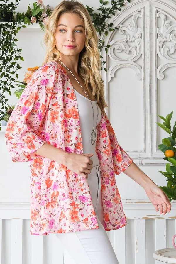 Multi Floral Pink Kimono - #4797-4802