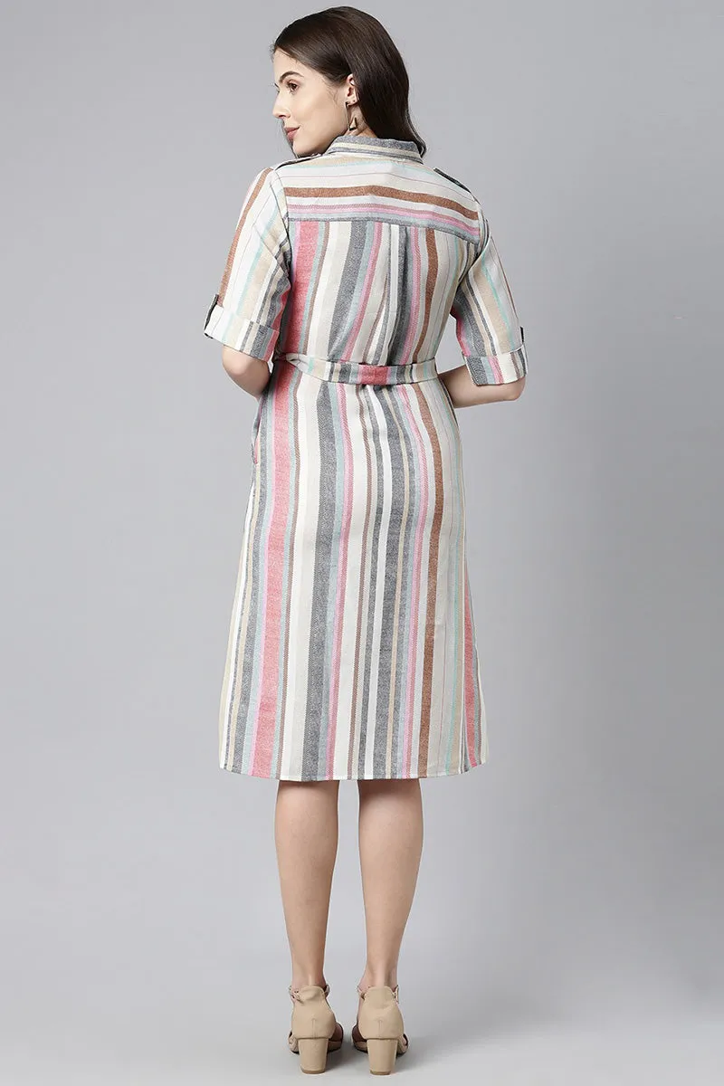 Multicolor Georgette Straight Midi Dress