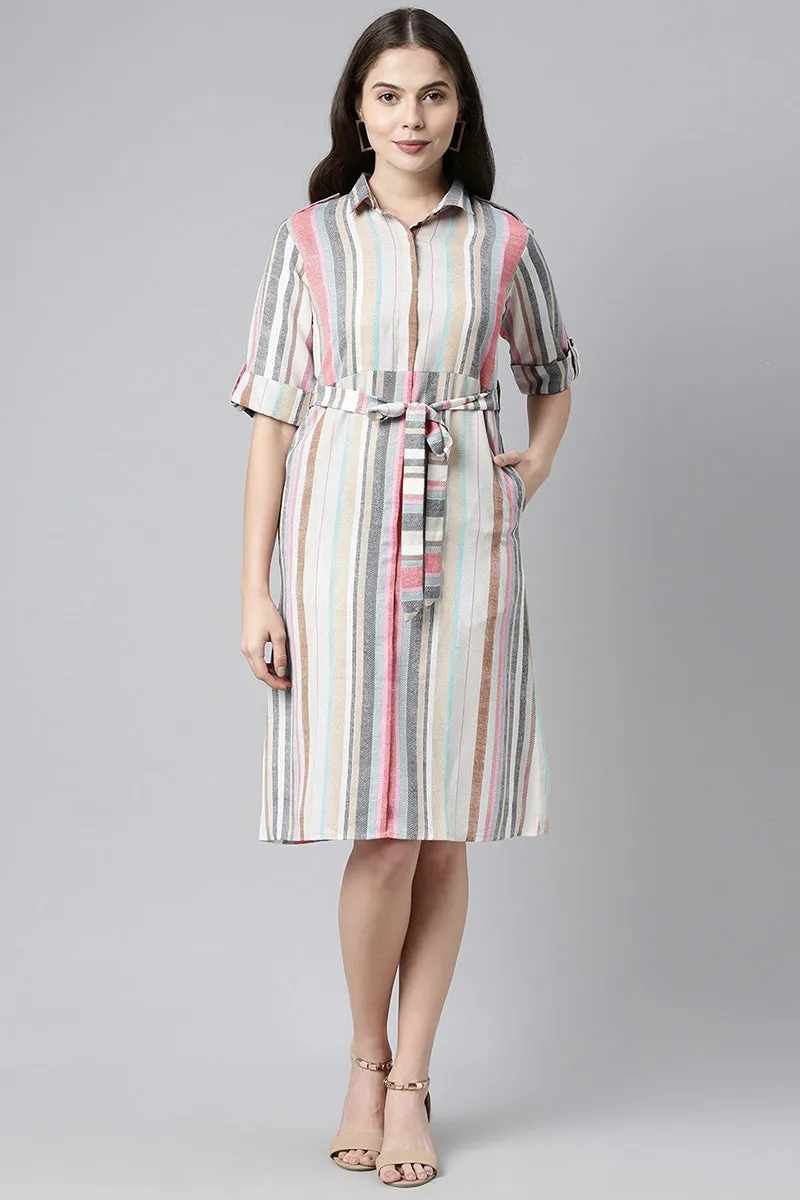 Multicolor Georgette Straight Midi Dress