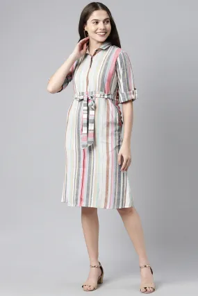 Multicolor Georgette Straight Midi Dress