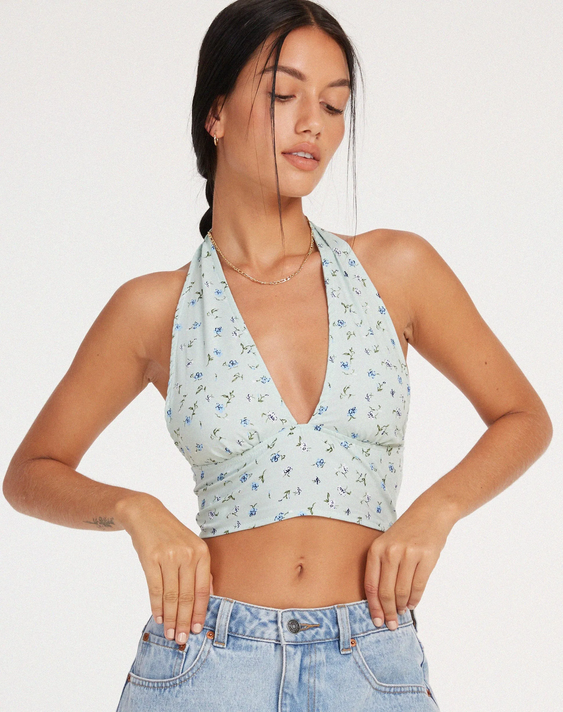 Nanda Crop Top in Pretty Petal Green