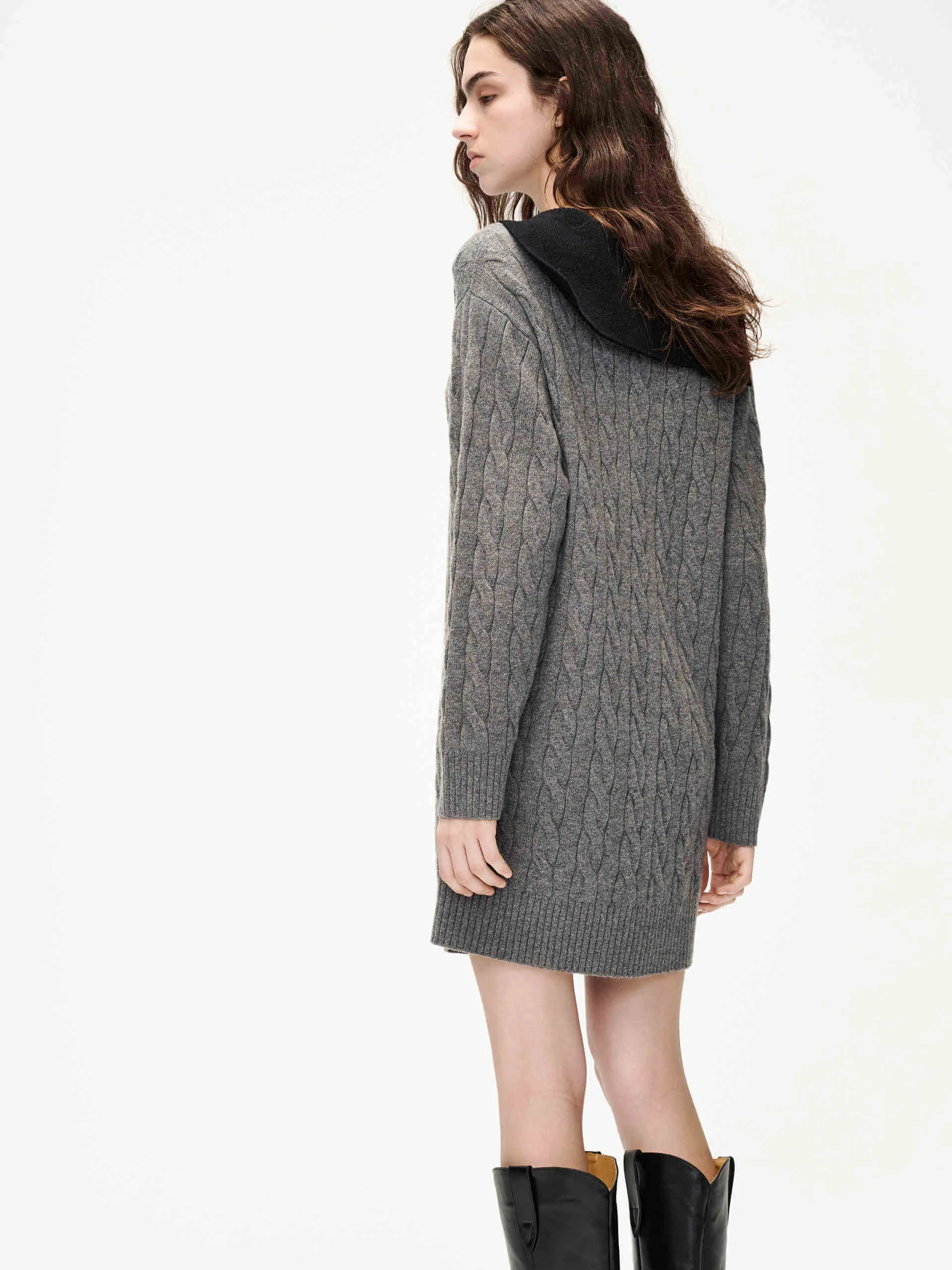 Navy Collar Cable Knit Dress