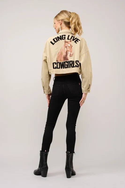 NEW!! Embroidered "Long Live Cowgirls" Denim Jacket - Pre Order