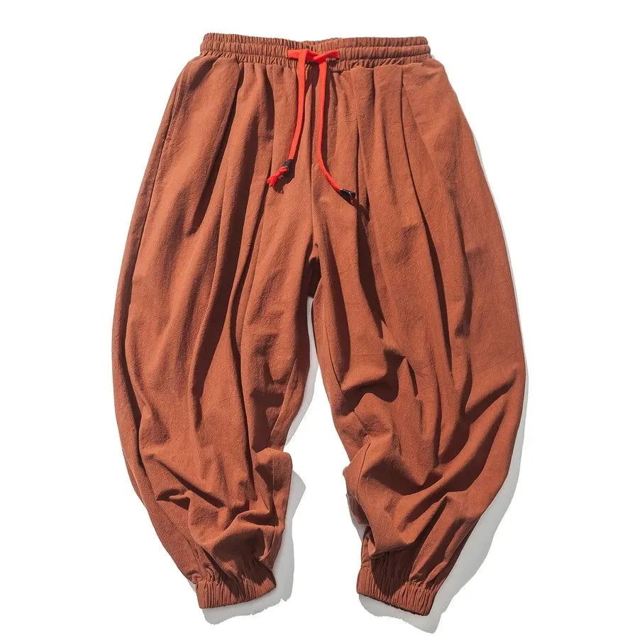 New Oversized Men Harem Pants Loose Chinese Style Cotton and Linen Sweatpants Joggers High Quality Casual Trousers Men