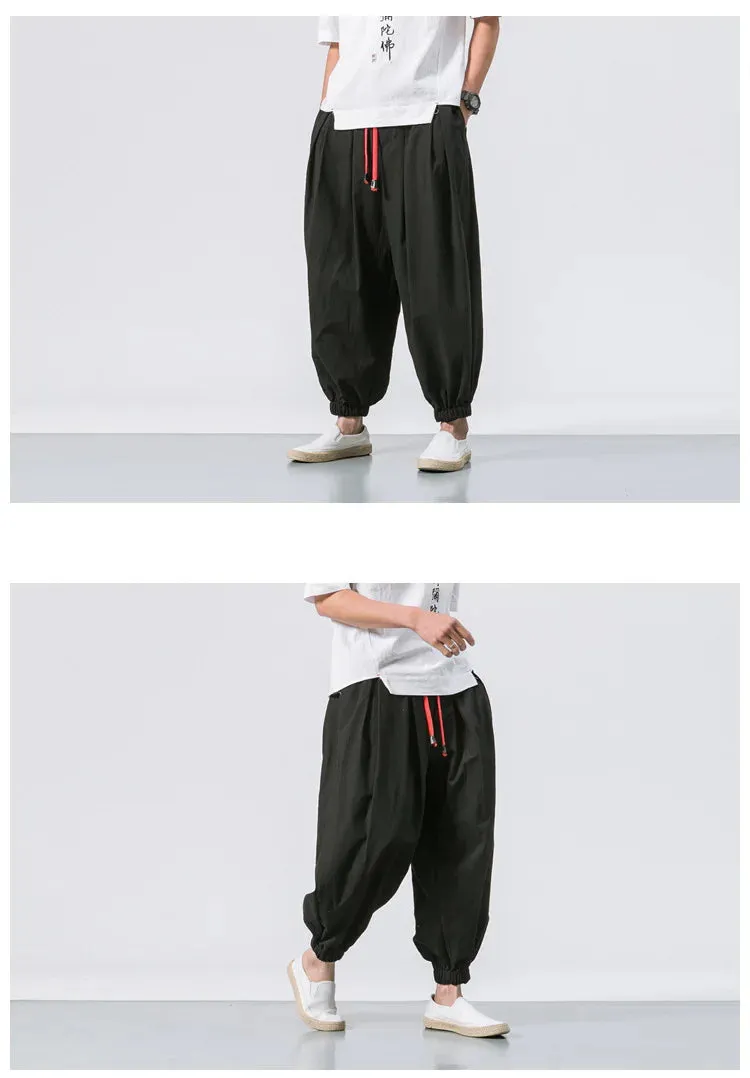 New Oversized Men Harem Pants Loose Chinese Style Cotton and Linen Sweatpants Joggers High Quality Casual Trousers Men