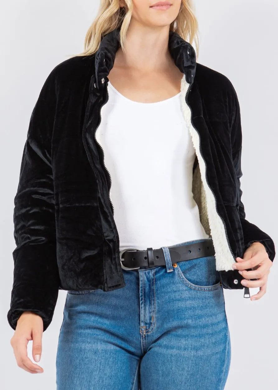 Nina Velour Puffer Sherpa Jacket