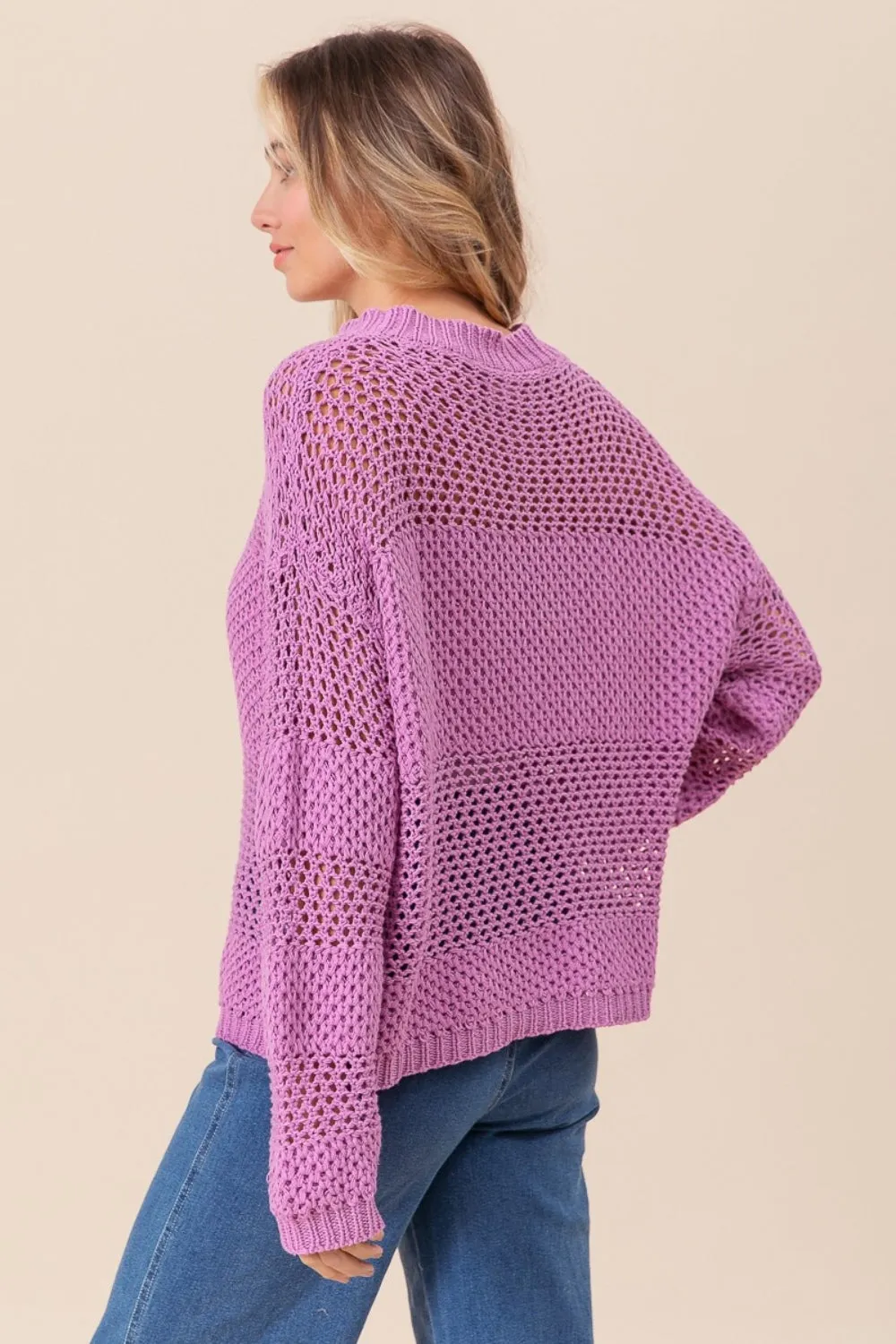 Openwork Long Sleeve Knit Top