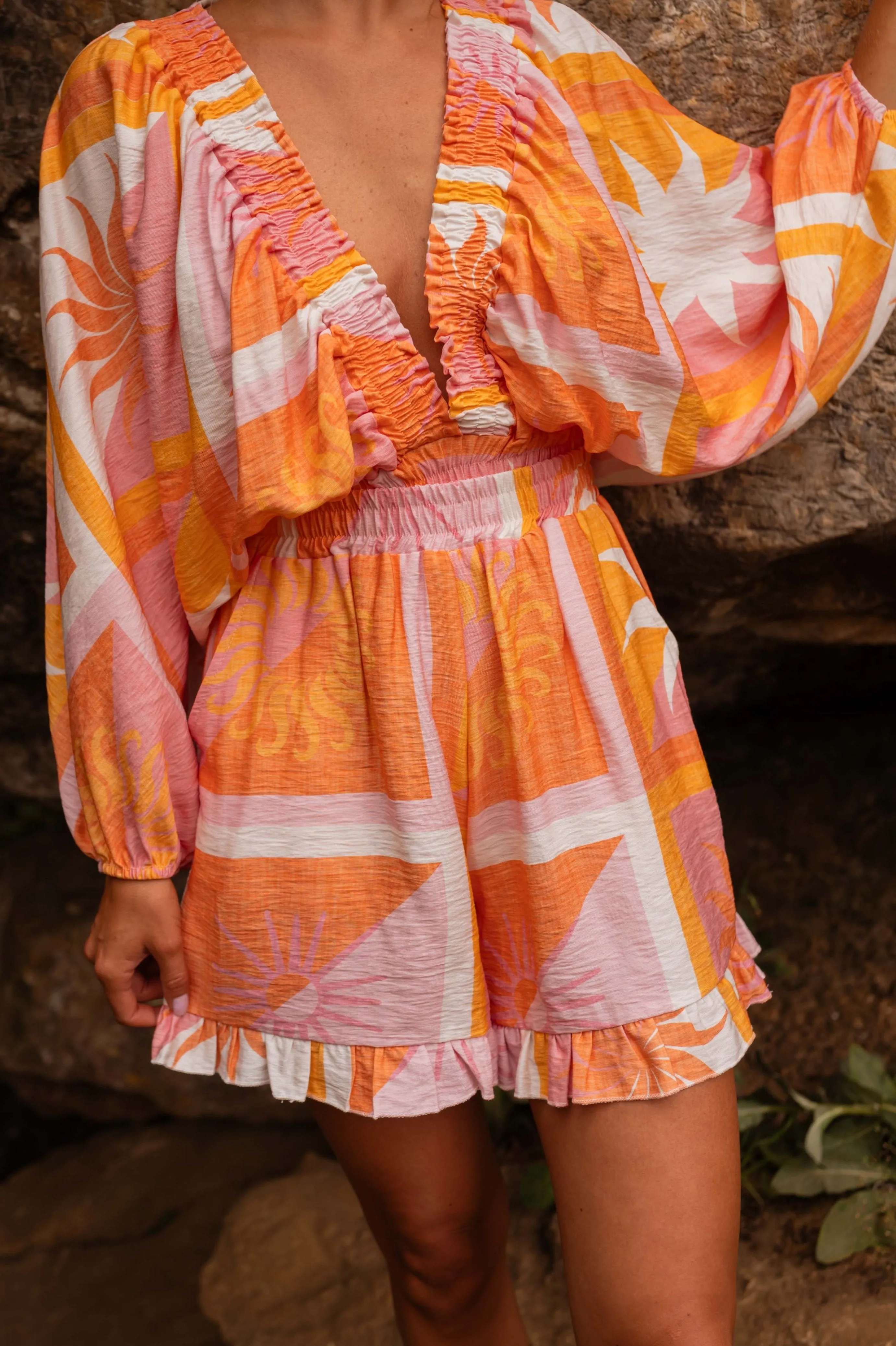 Orange Patterned Charline Blouse