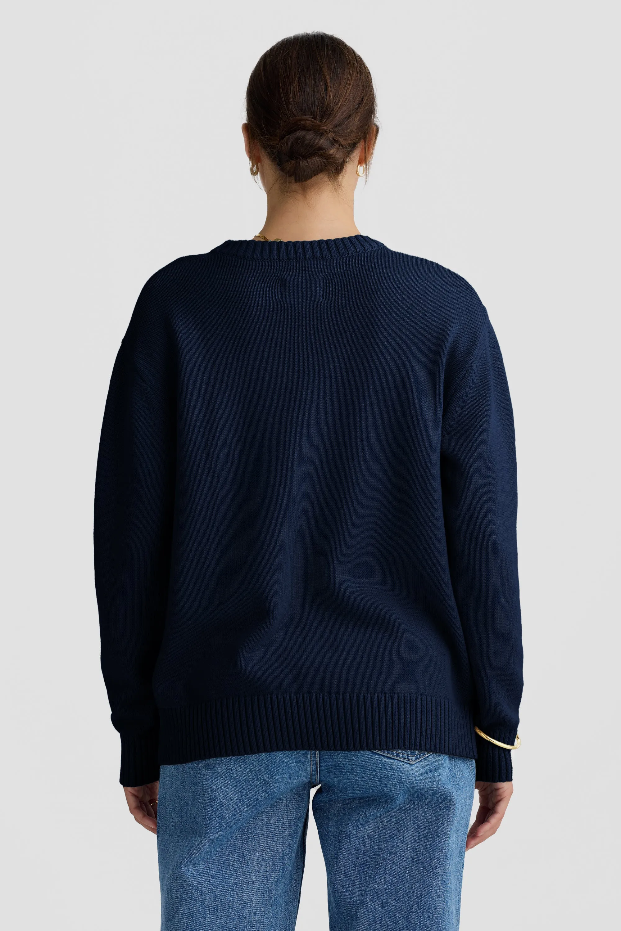 Original Logo Knit Crew French Navy