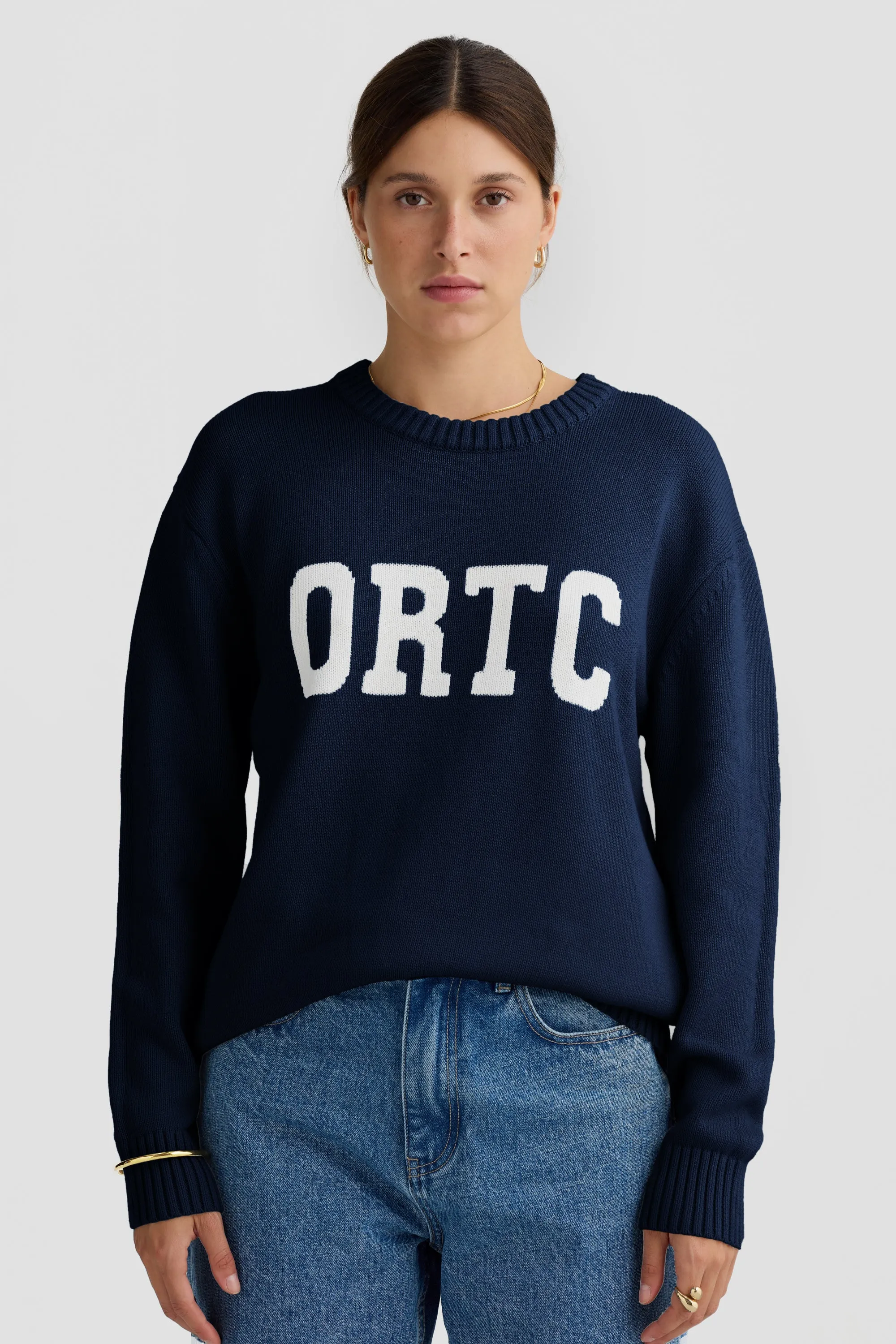 Original Logo Knit Crew French Navy