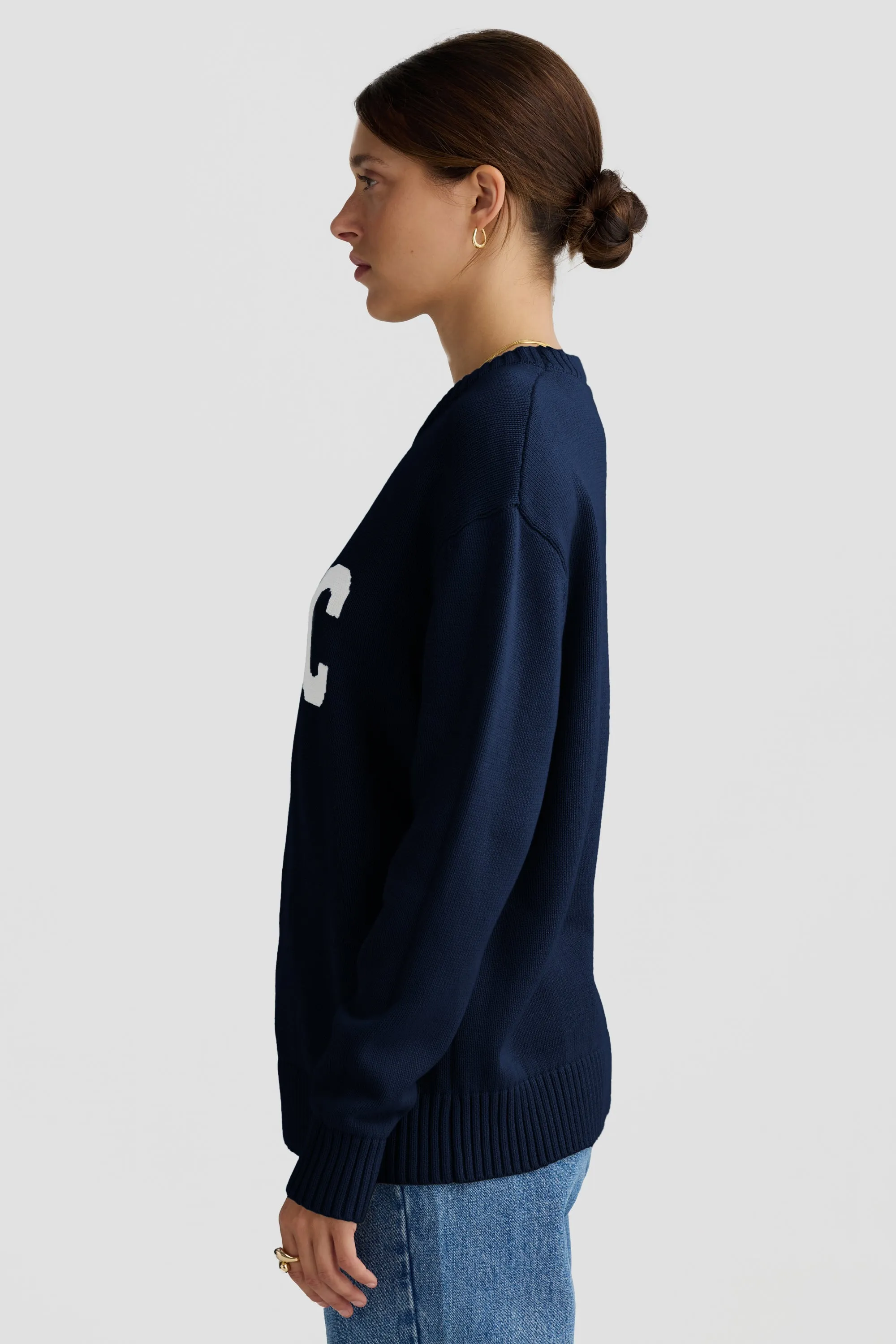 Original Logo Knit Crew French Navy