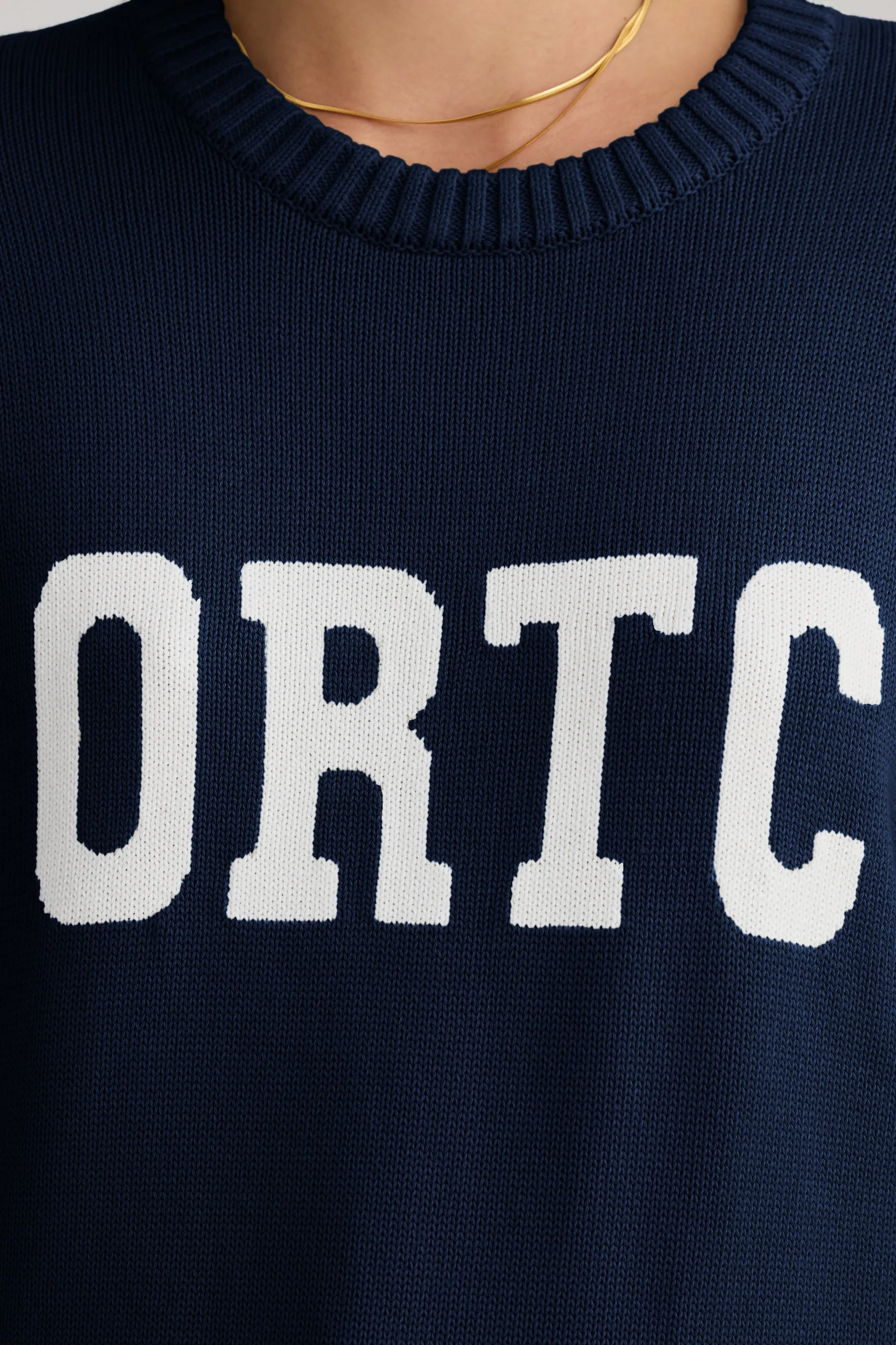 Original Logo Knit Crew French Navy