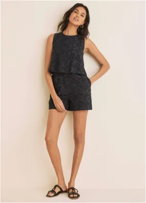 Paisley Eyelet Romper - Black