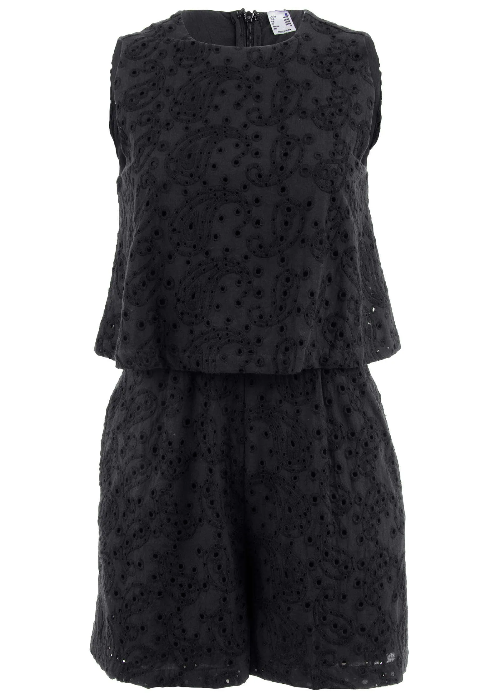 Paisley Eyelet Romper - Black