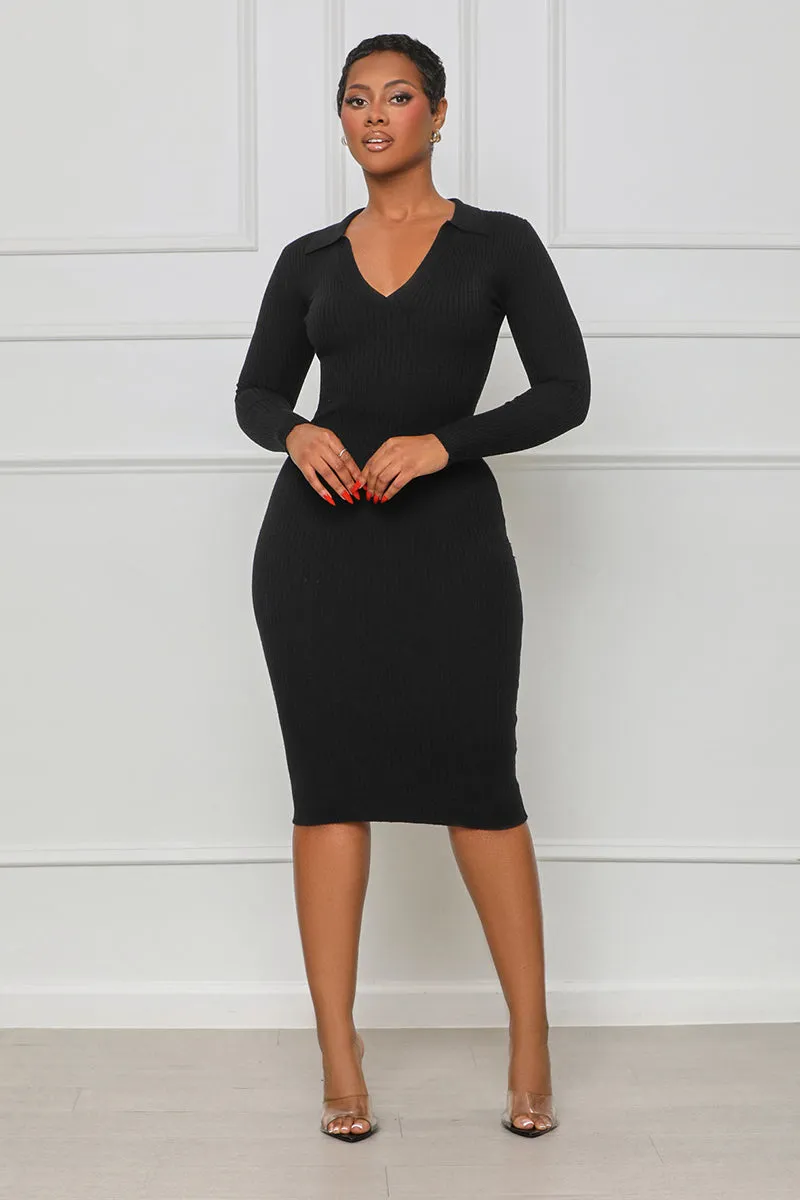 Perfect Timing Knit Midi Dress (Black)- FINAL SALE