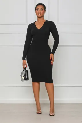 Perfect Timing Knit Midi Dress (Black)- FINAL SALE