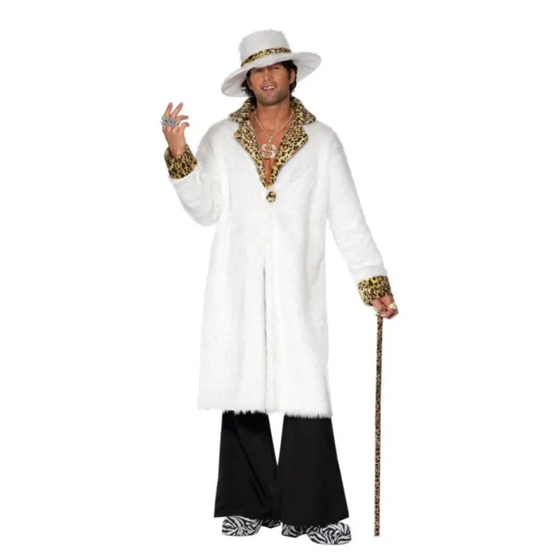 Pimp Costume White & Leopard Skin