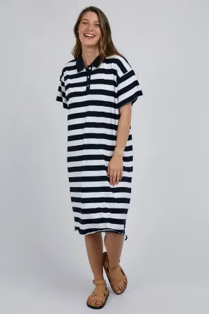 Polo Dress in Navy & White Stripe