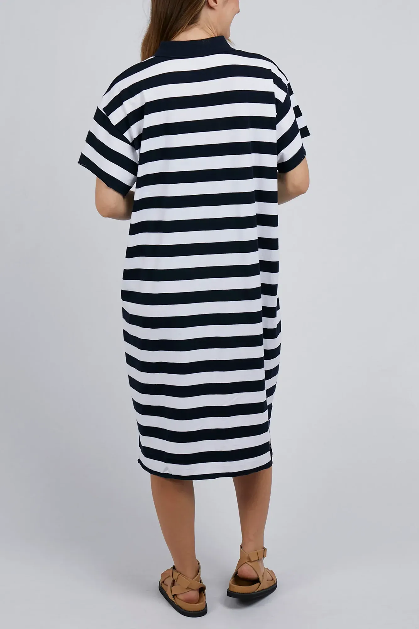 Polo Dress in Navy & White Stripe