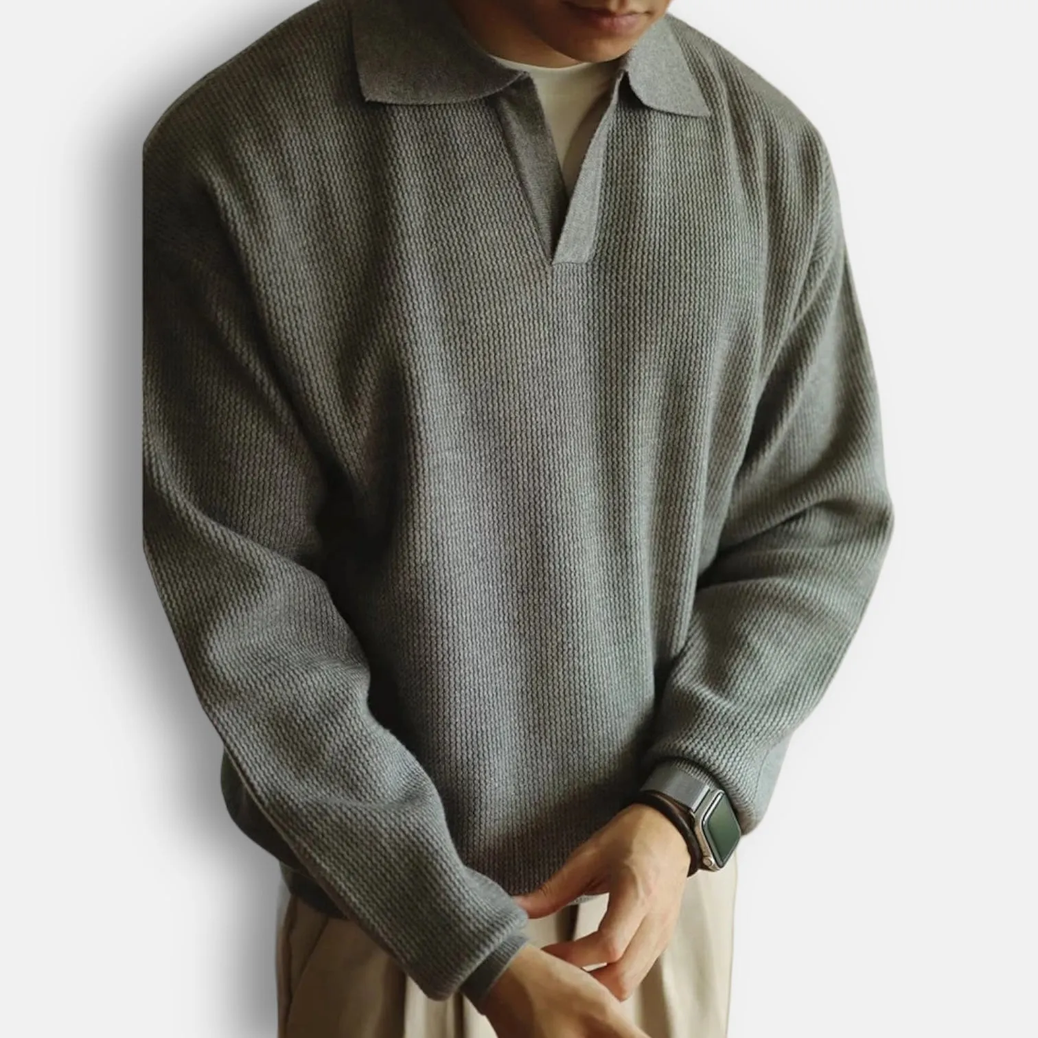 Polo turn-down collar sweater