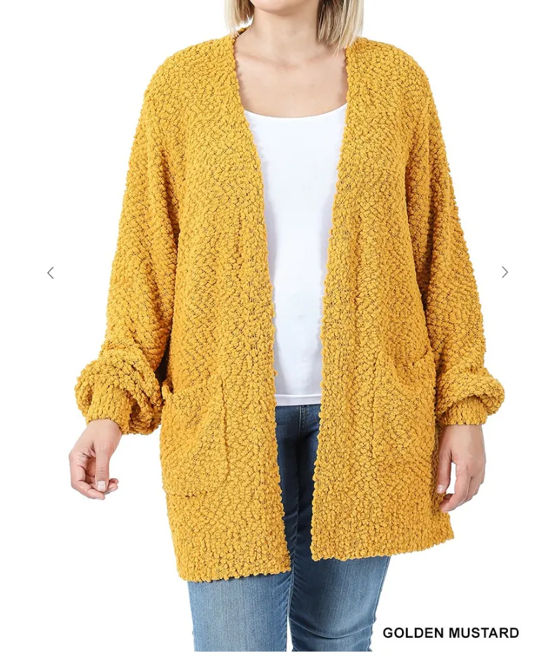 Popcorn Cardigan with Pockets (plus)