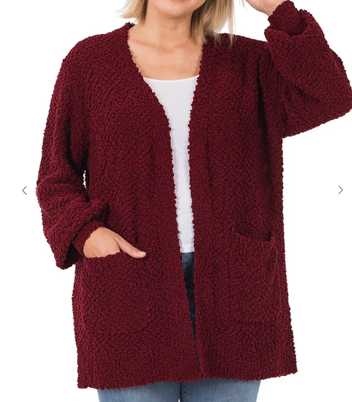 Popcorn Cardigan with Pockets (plus)