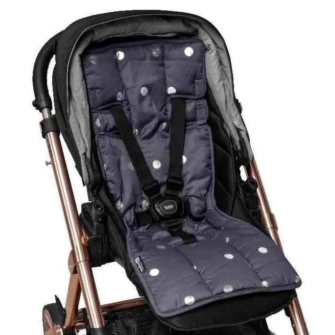 Pram Liner - Charcoal Silver Diamonds/Spots