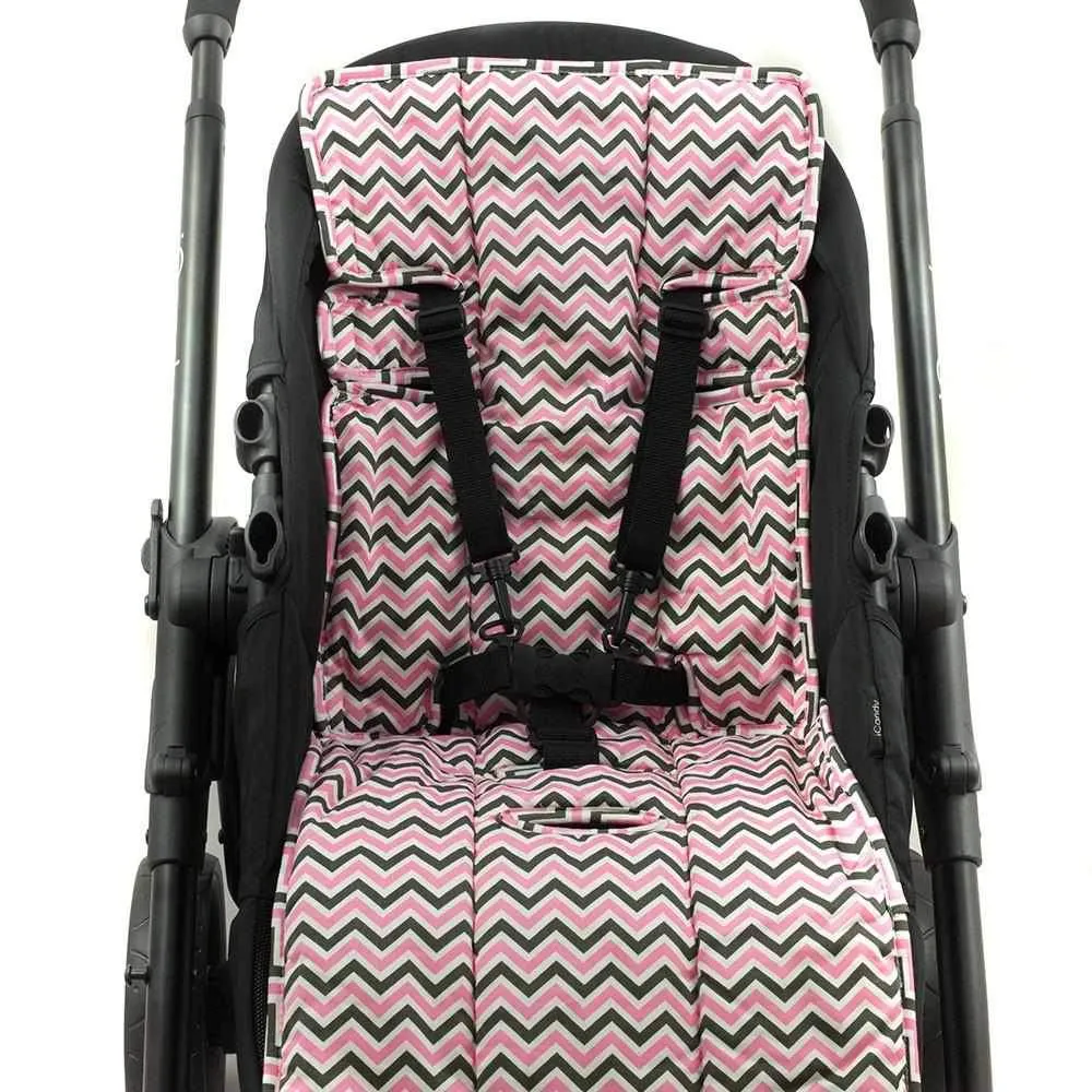 Pram Liner - Pink Grey Chevron