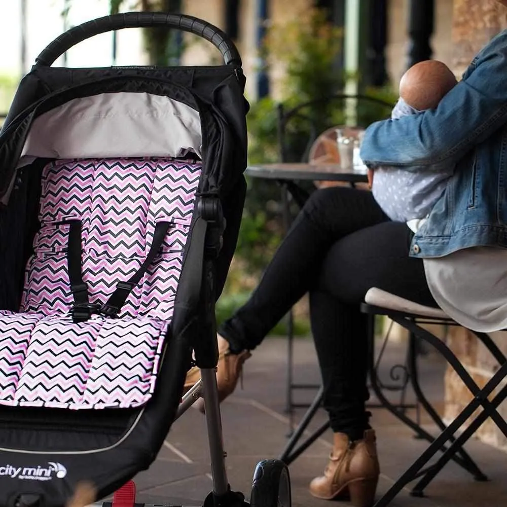 Pram Liner - Pink Grey Chevron