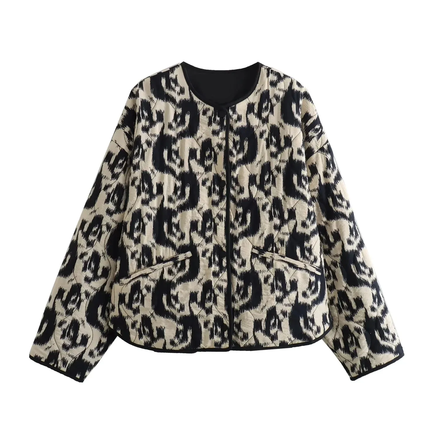 Pre Order:  Abstract Round Neck Cotton Coat