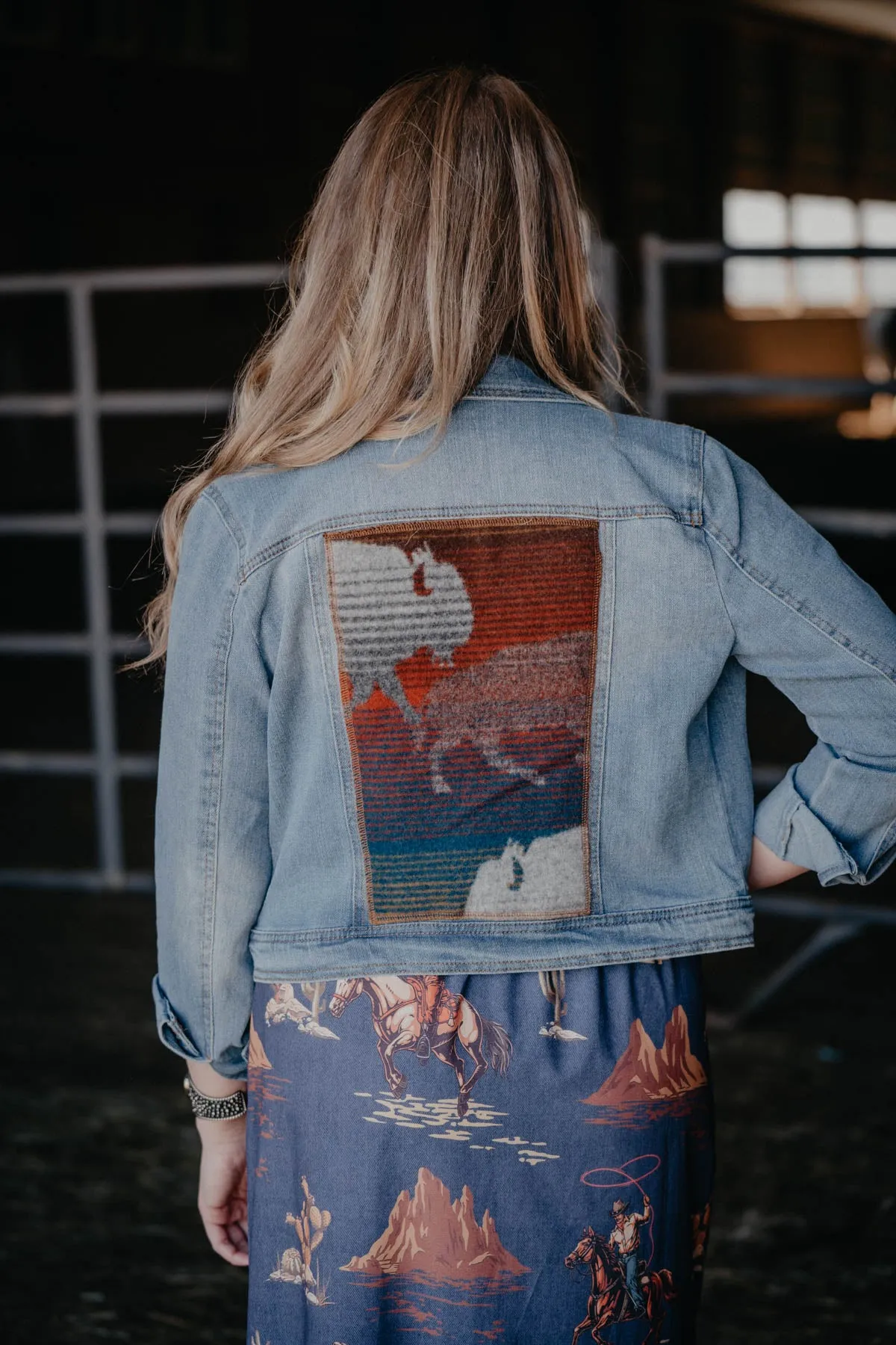 "Prairie Rush Hour" Pendleton Accented Denim Jacket (S - XL)