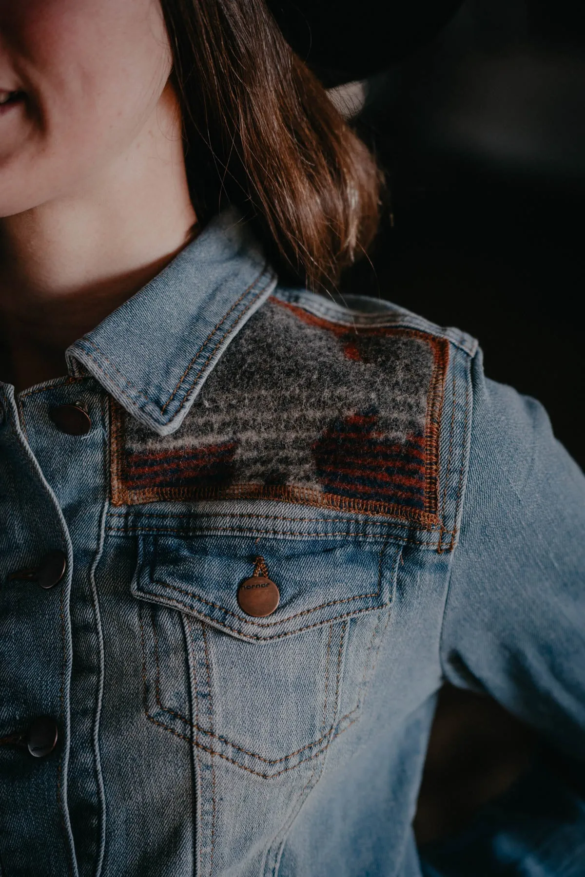 "Prairie Rush Hour" Pendleton Accented Denim Jacket (S - XL)