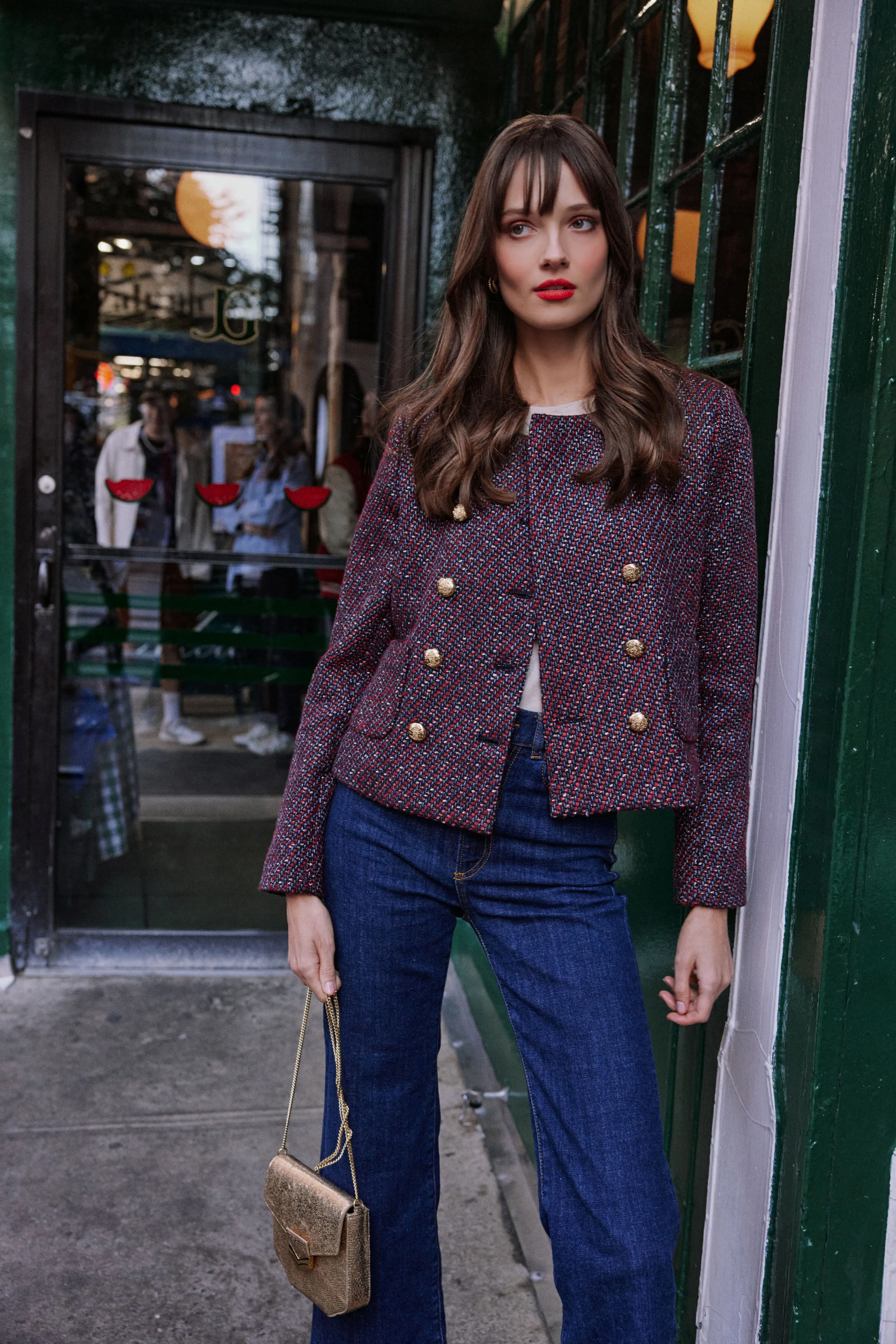 Red and Blue Tweed Marais Jacket